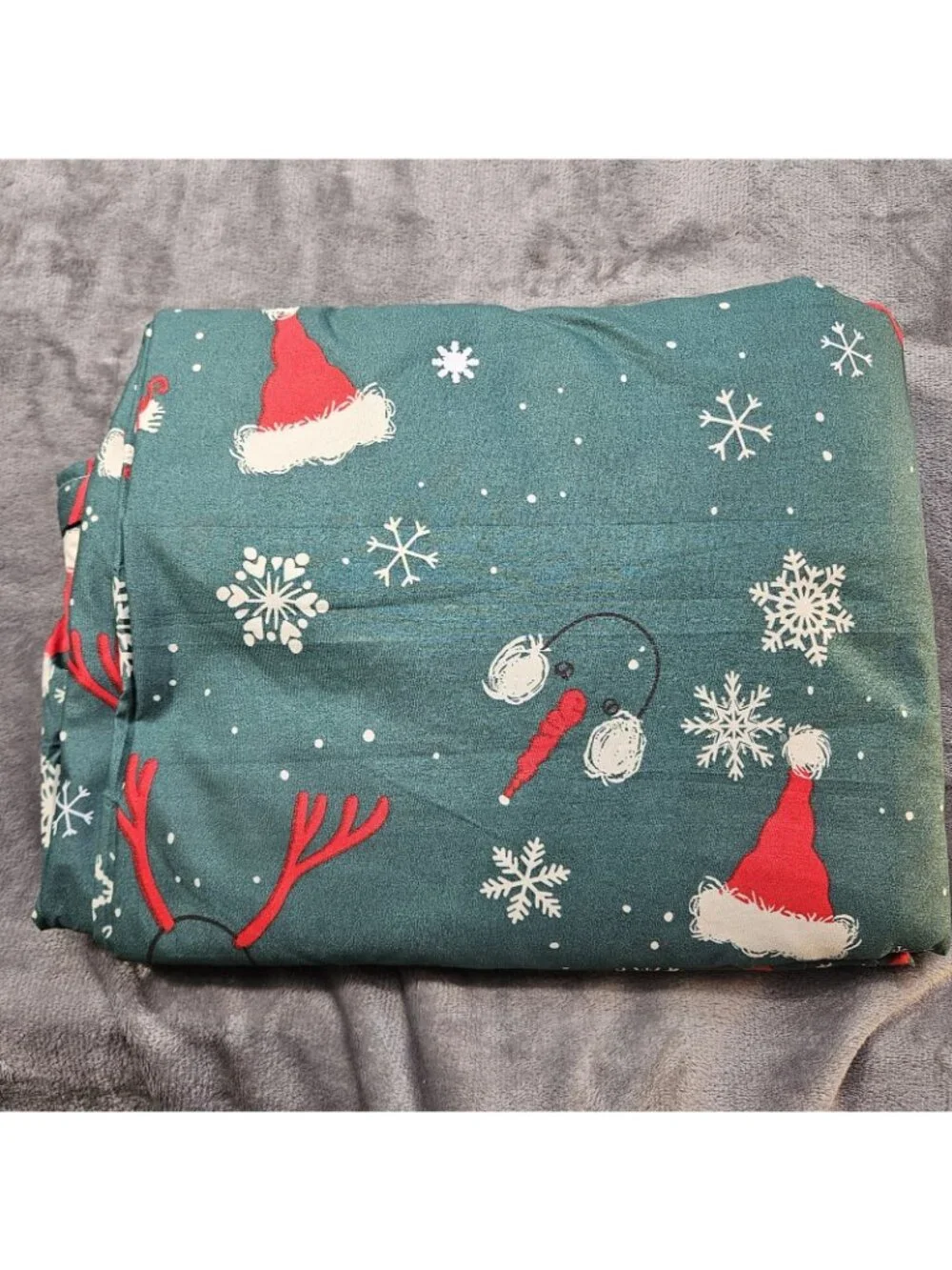 Christmas Duvet Cover Queen Size Christmas Holiday Printed Set Green Red Snow